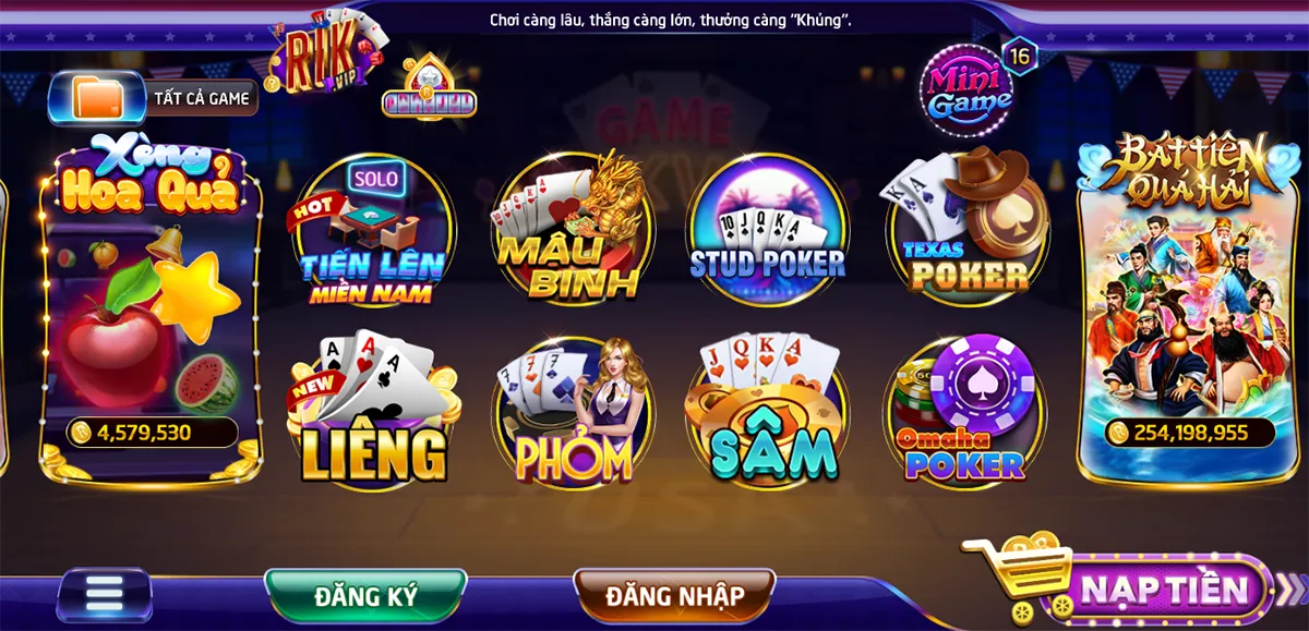 game bài đổi thưởng phong phú tại RikVip