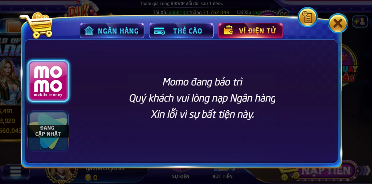Nạp rikvip qua ví điện tử