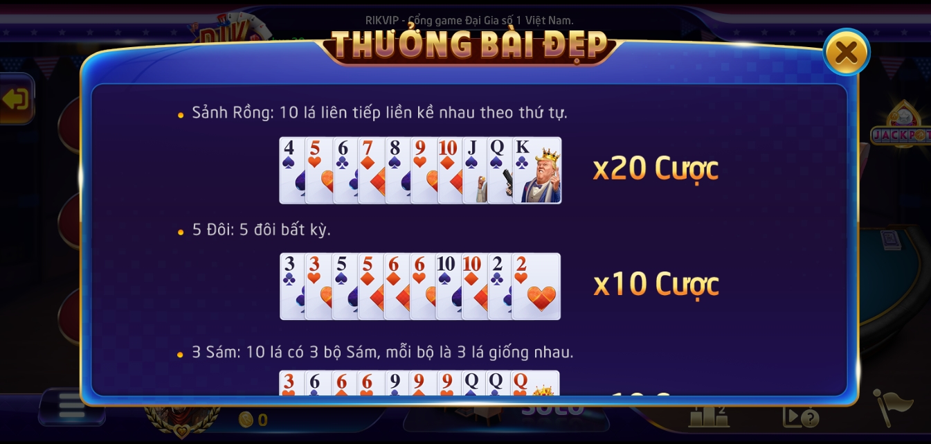 Ghi nhớ các tổ hợp bài sâm lốc ở Rikvip