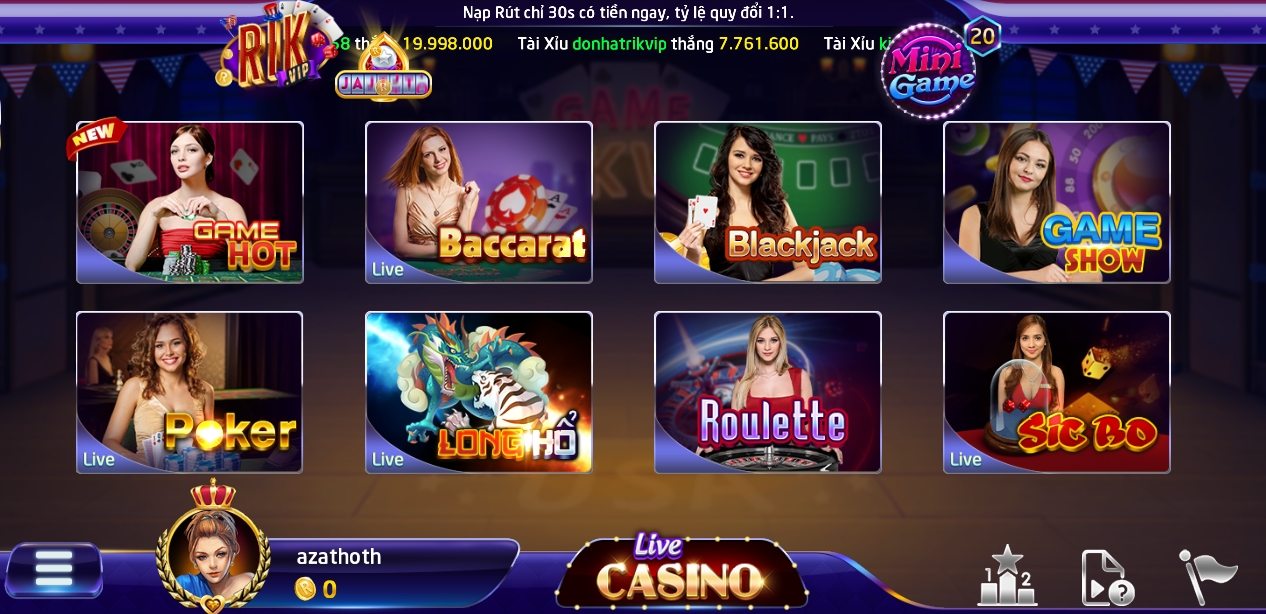 Tham gia đăng ký Rikvip chơi nhanh Live Casino