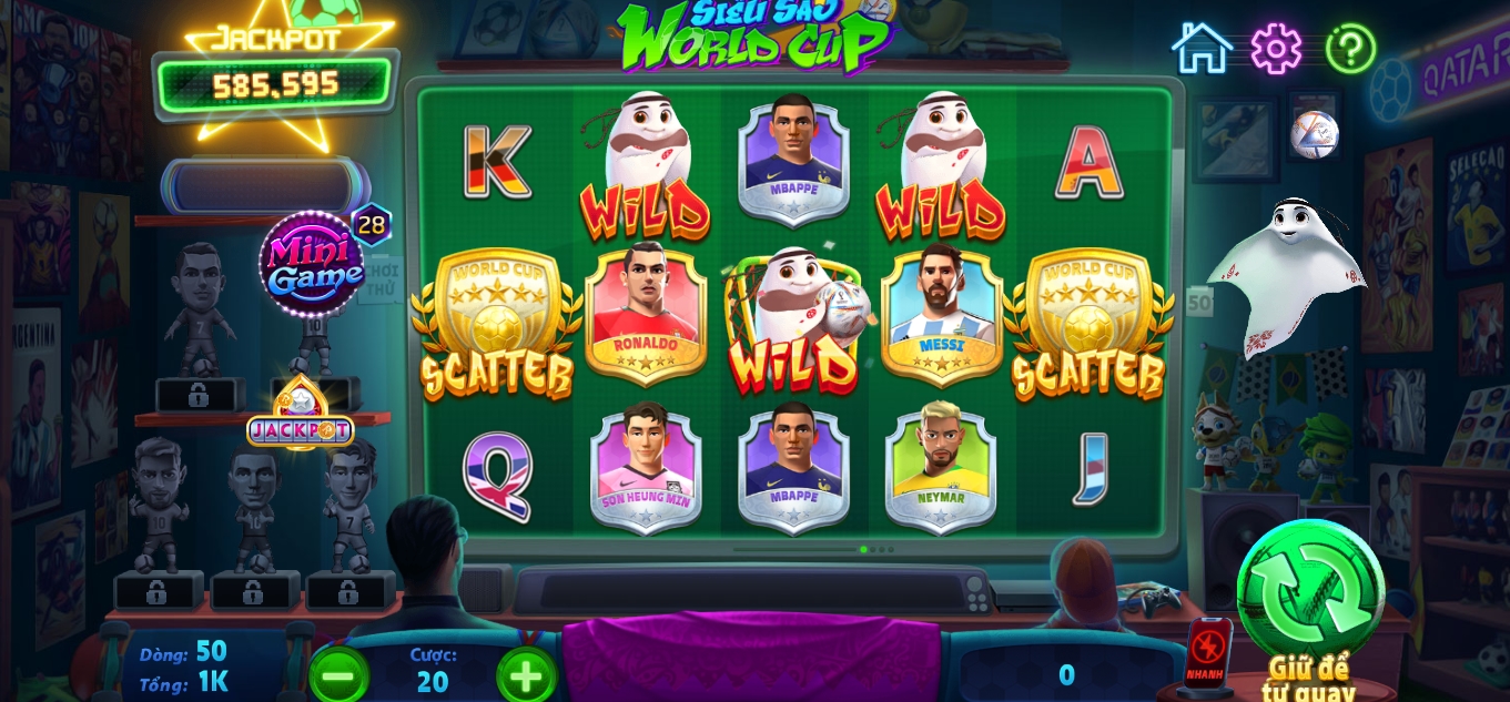 Thiết kế vòng quay slot Siêu sao world cup play Rikvip