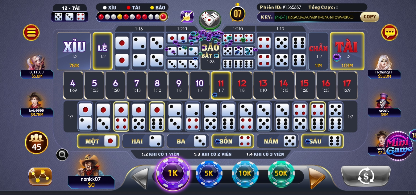 Cược và trả thưởng Sicbo ở Rikvip đăng nhập