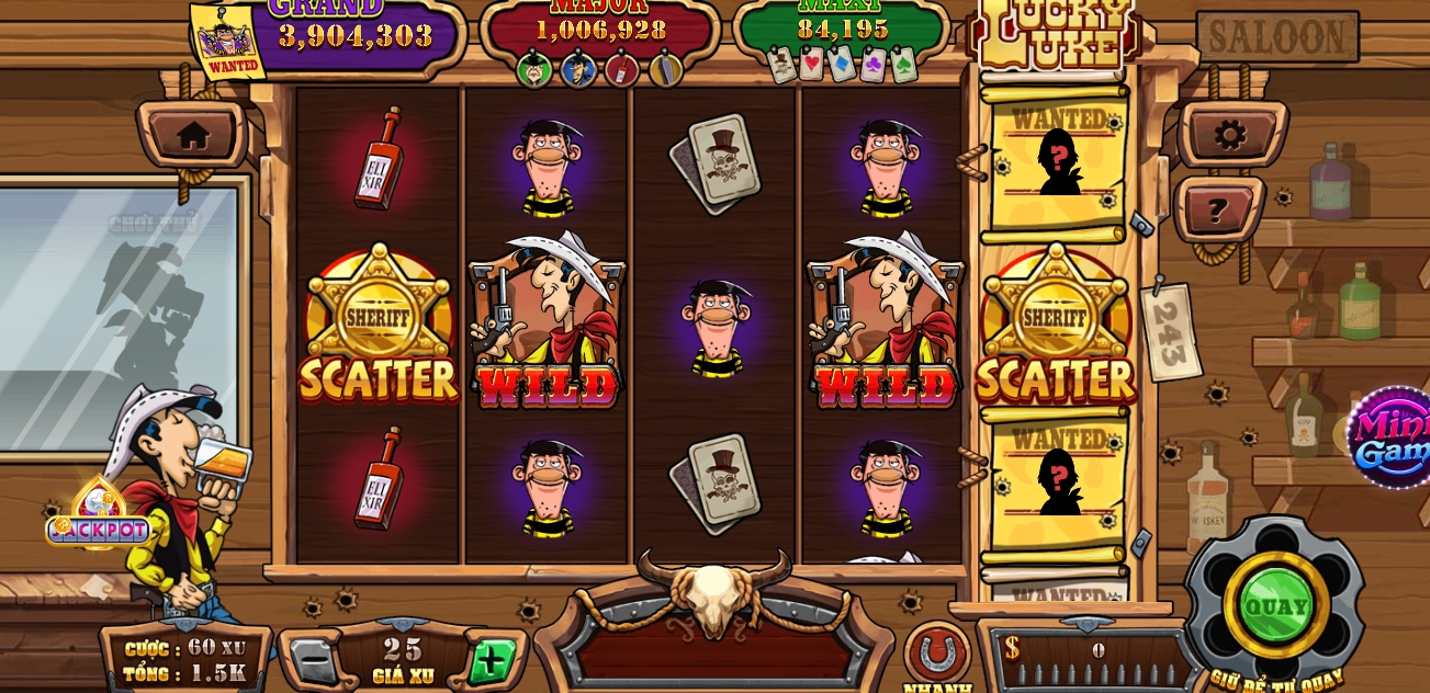 Khung quay hũ Lucky luke Rikvip