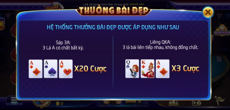 Thưởng cho game bài Liêng tại Rik vip