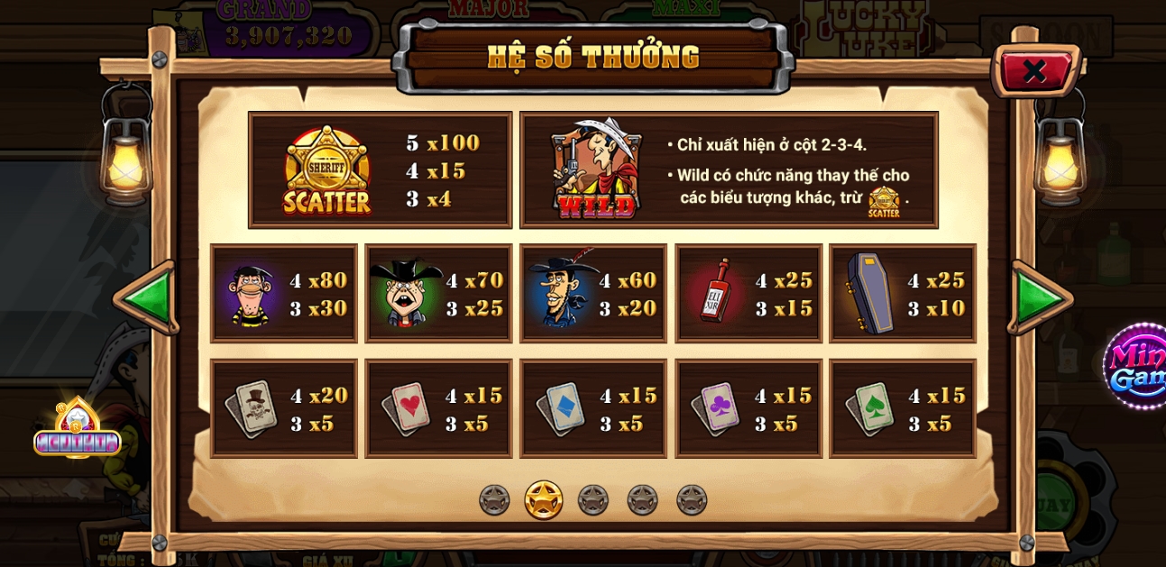 Trả thưởng game Lucky luke Rikvip