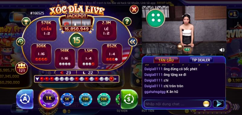 Tham gia chơi Xóc đĩa livestream Rik vip