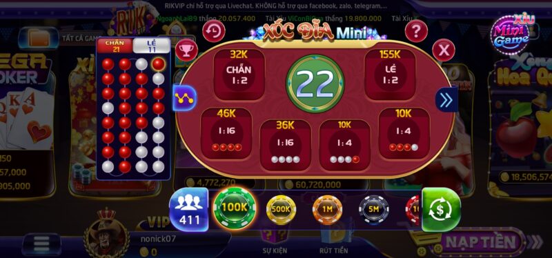 Thông tin tổng quan về Xóc đĩa mini ở sảnh Rik vip