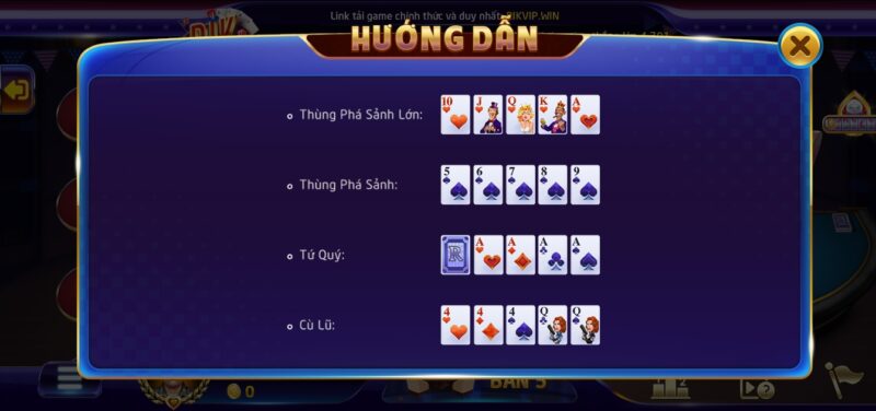 Tổ hợp bài Texas poker ở play Rikvip