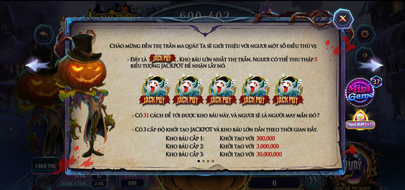 Biểu tượng có chữ jackpot là điều kiện nổ hũ Thị trấn ma quái Rikvip