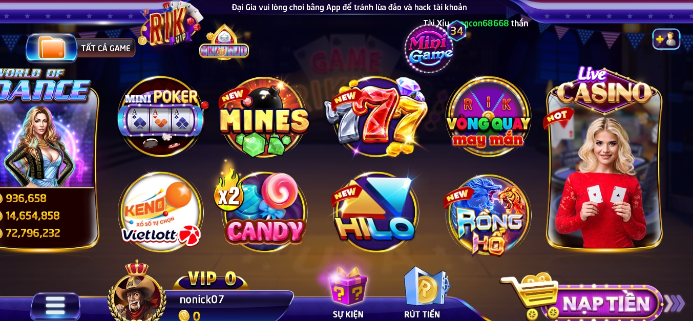 Truy cập game mini Candy tại Rik vip