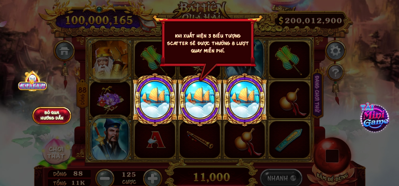 Lối chơi quay hũ Bát tiên quá hải Rik vip