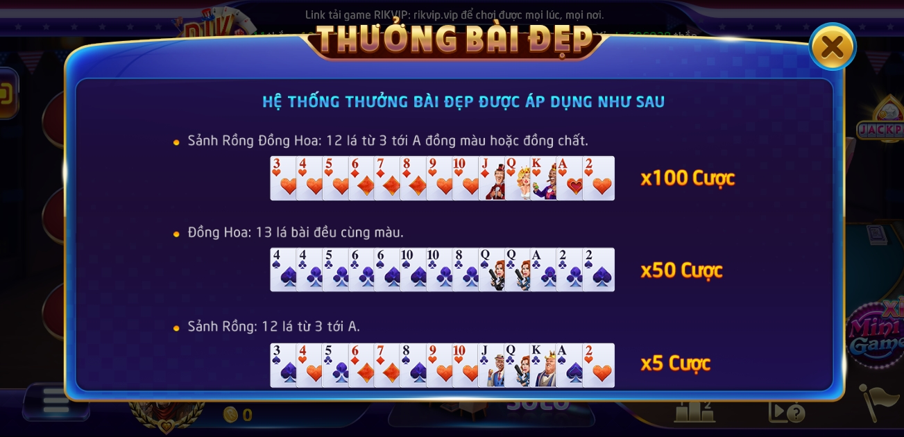 Tỷ lệ thưởng tiến lên miền nam ở tải Rikvip